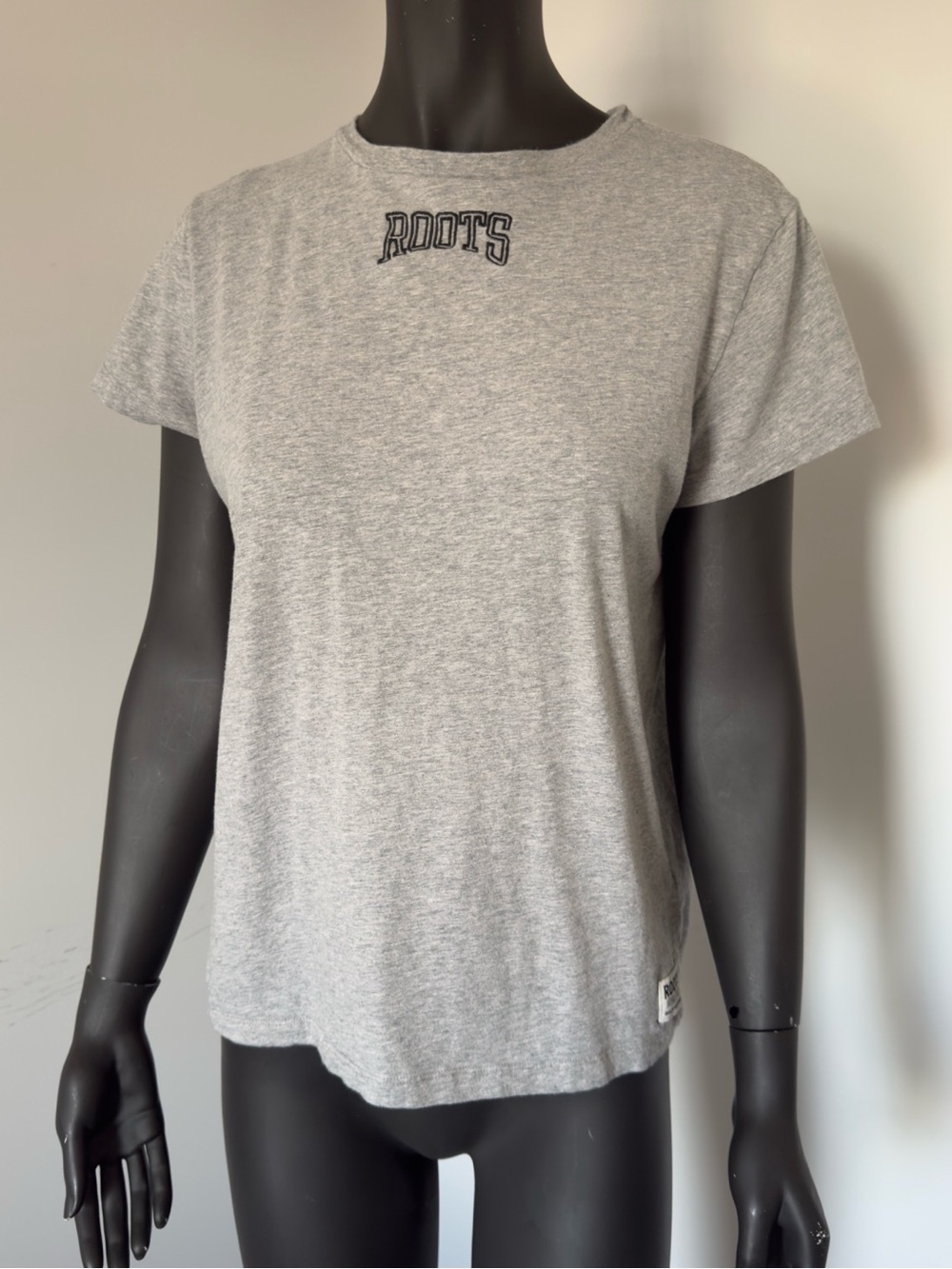 198. Roots Light Gray Short Sleeve Crew Tee with Chest Logo